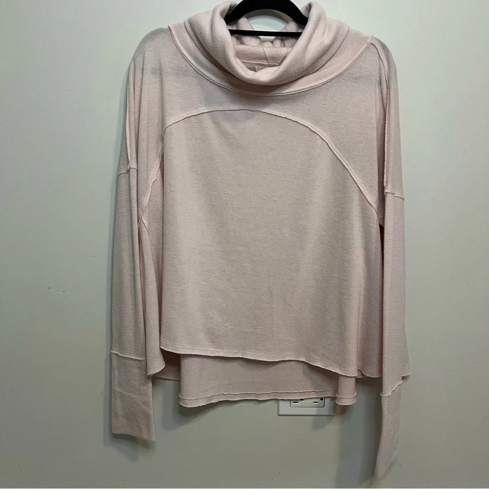 We The Free Soft Pink Cowl Neck Sweater Boho Loungewear Athleisure Indie Lounge